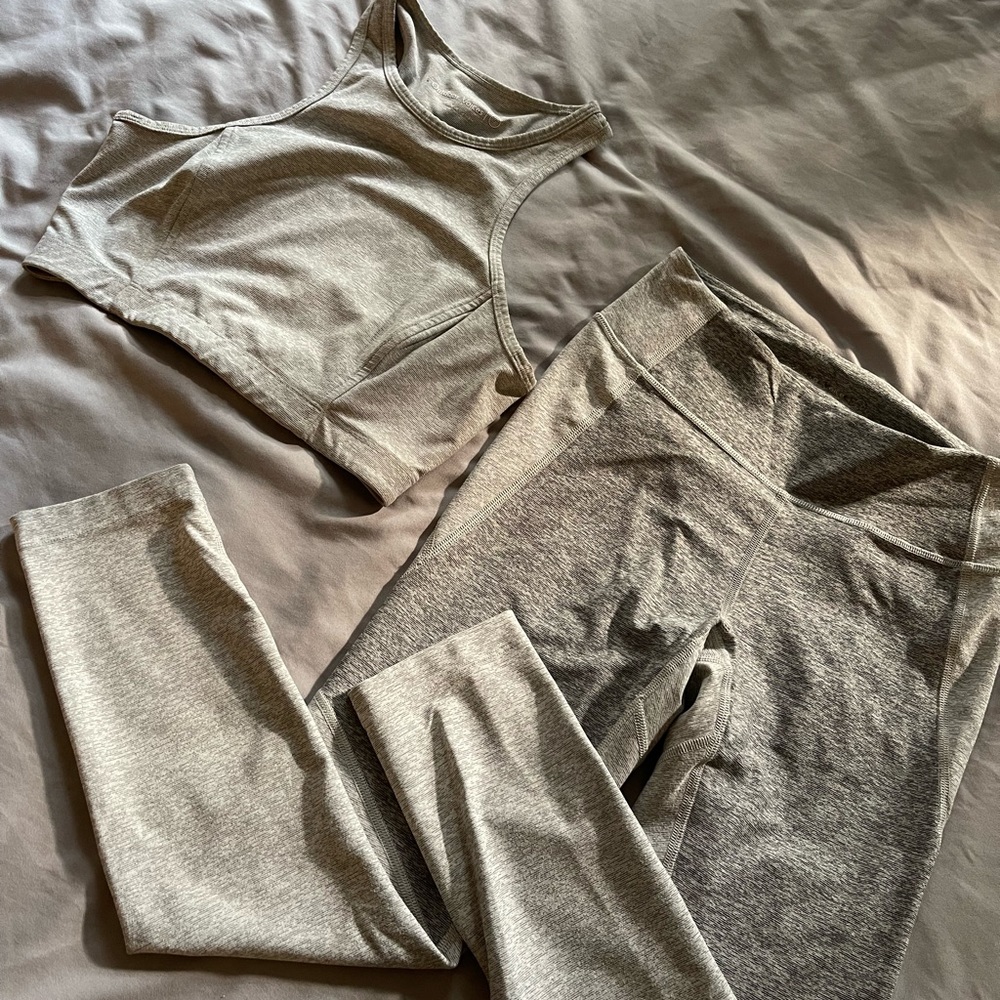 Outdoor Voices bra and legging SET in gray (dove) - size small